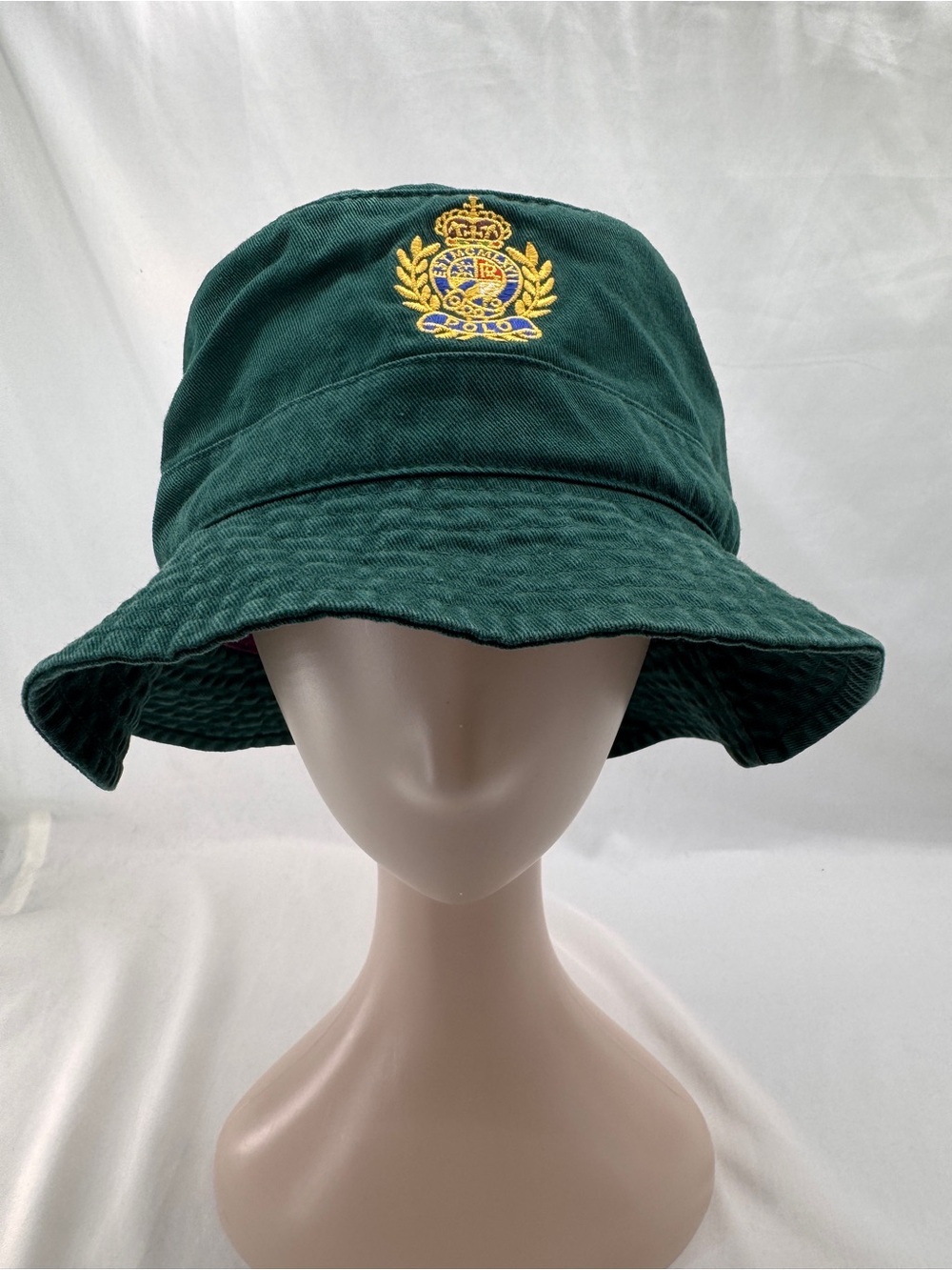 Polo Ralph Lauren Crest Bucket Hat L/XL Green Gold Embroidery Heritage Prep